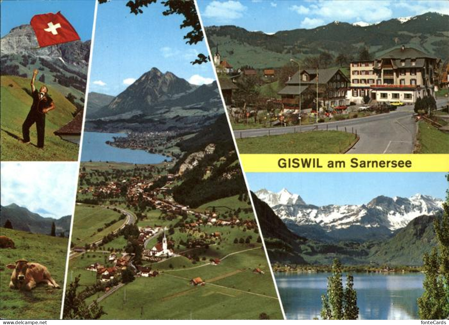 11434707 Giswil Mit Sarnersee Stanserhorn Hotel Krone Wetterhorngruppe Kuh Giswi - Other & Unclassified