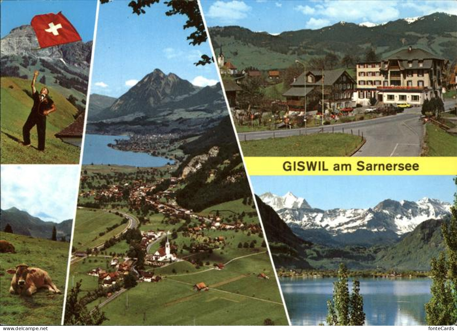 11434707 Giswil Mit Sarnersee Stanserhorn Hotel Krone Wetterhorngruppe Kuh Giswi - Sonstige & Ohne Zuordnung