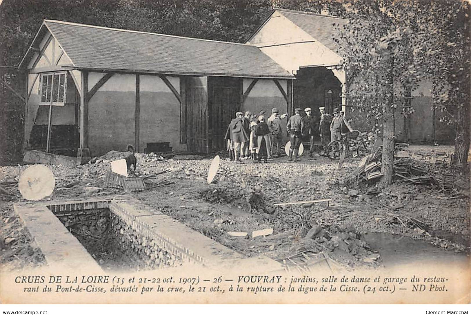 Crues De La Loire - Oct 1907 - VOUVRAY - Salle De Danse Et Garage Du Restaurant Du Pont De Cisse - Très Bon état - Vouvray