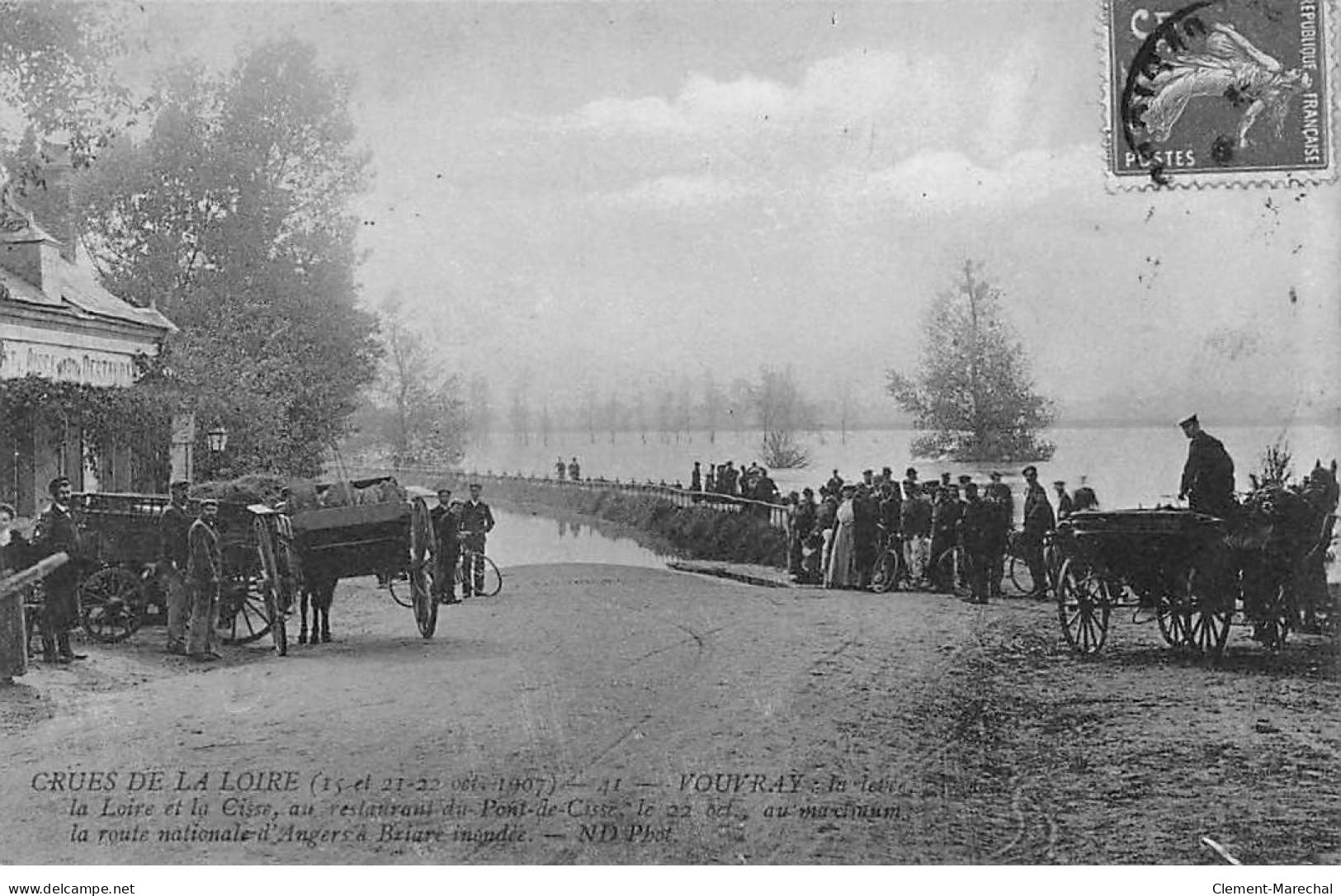 Crues De La Loire - Oct 1907 - VOUVRAY - Restaurant Du Pont De Cisse - Très Bon état - Vouvray