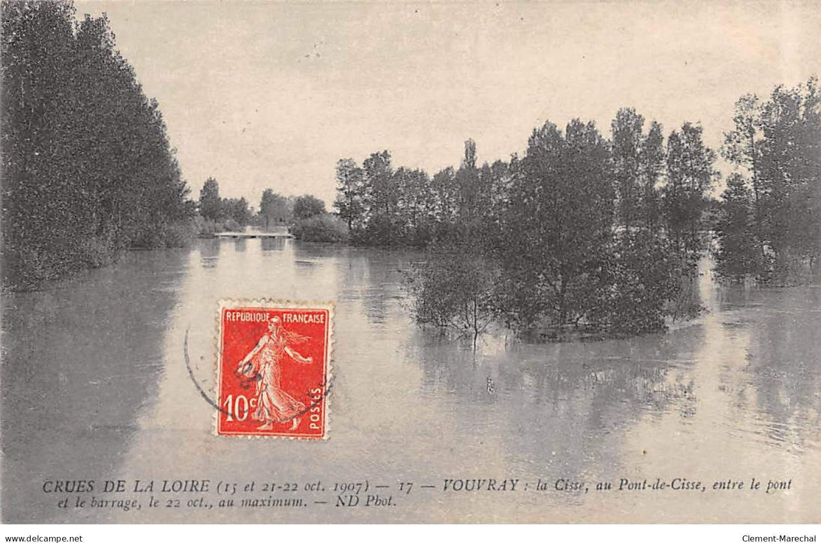 Crues De La Loire - Oct 1907 - VOUVRAY - La Cisse Au Pont De Cisse - Très Bon état - Vouvray