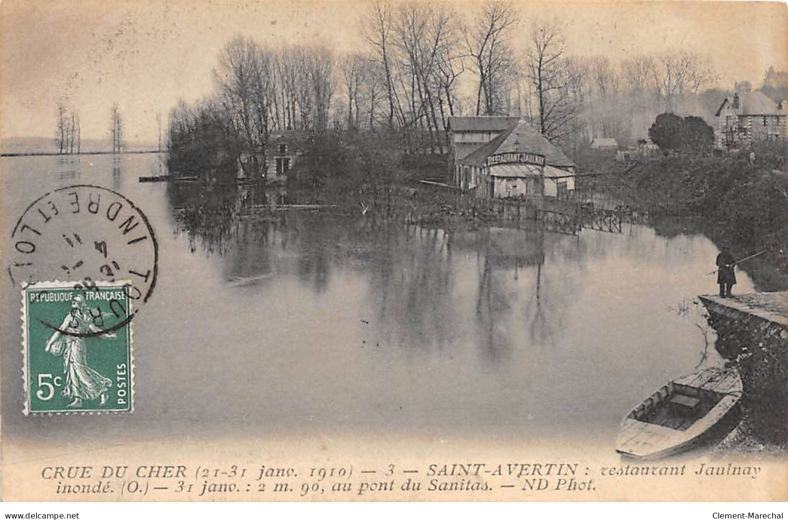 Crue Du Cher - Jan 1910 - SAINT AVERTIN - Restaurant Jaulnay Inondé - Très Bon état - Saint-Avertin