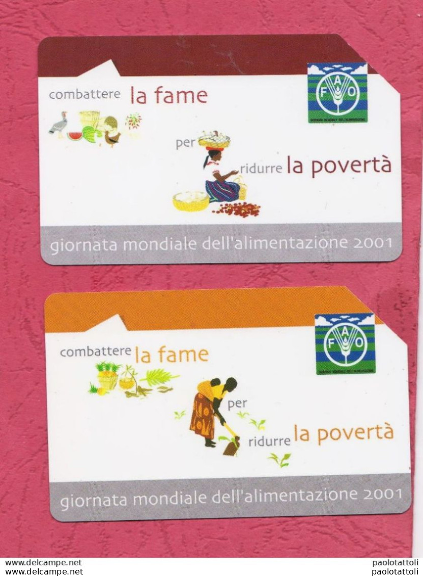 Italy, Exp. 31.12.2003- TELECOM Italia- Giornata Mondiale Dell'alimentazione 2001. Lot Of Two Used Phone Cards By 5000 L - Pubbliche Figurate Ordinarie