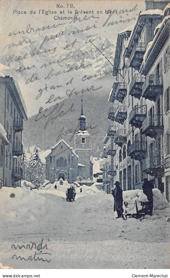 CHAMONIX - Place De L'Eglise Et Le Brévent En Hiver - état - Chamonix-Mont-Blanc