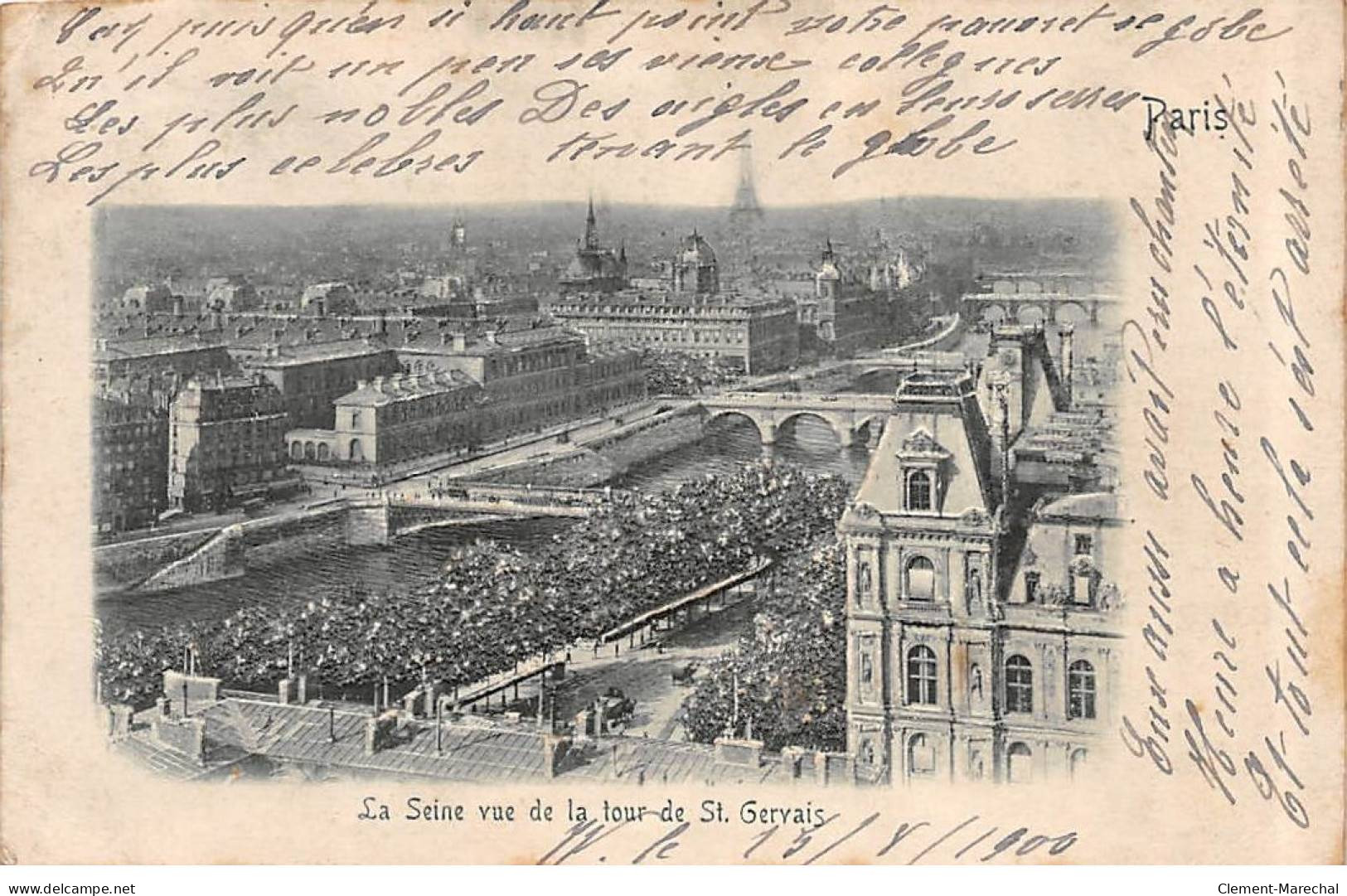 PARIS - La Seine Vue De La Tour De Saint Gervais - état - The River Seine And Its Banks