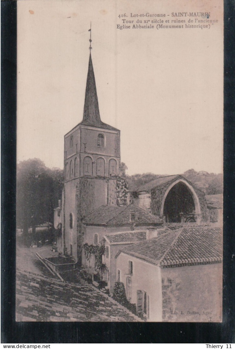 Cpa 47 Saint Maurin Tour Et Ruines De L'ancienne église - Autres & Non Classés