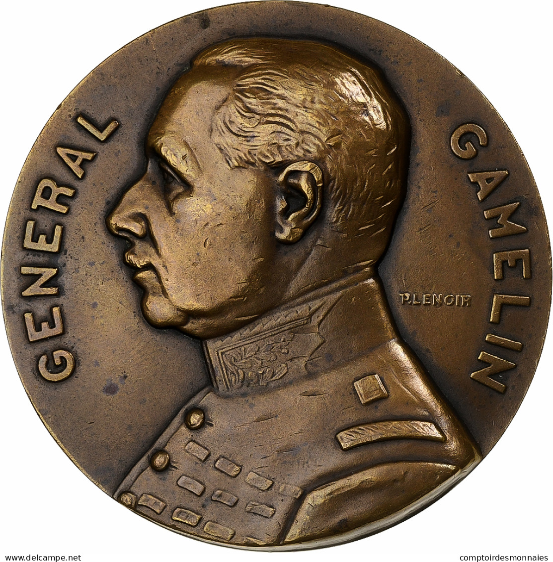 France, Médaille, Guerre, Général Gamelin, Bronze, Lenoir, SUP - Sonstige & Ohne Zuordnung