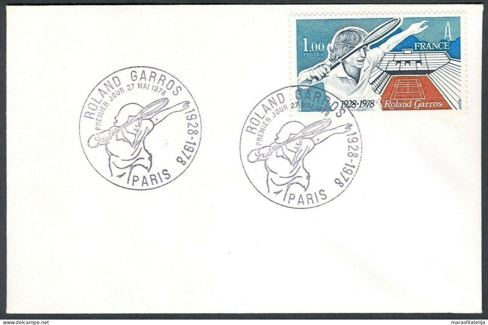 France 1978, Tennis, Roland Garros, Commemorative Postmark - Autres & Non Classés