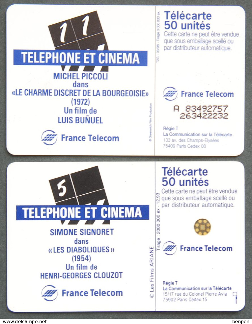 Télécartes Michel Piccoli Bunuel 1998 Simone Signoret Clouzot Diaboliques 1993 50U France Telecom - Non Classificati