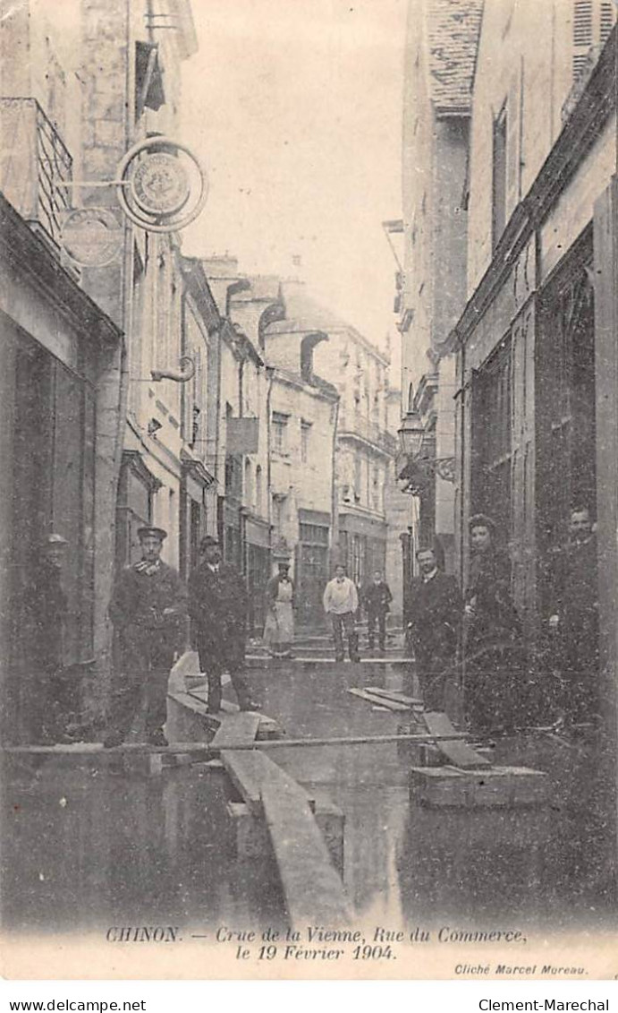 CHINON - Crue De La Vienne - Rue Du Commerce Le 19 Février 1904 - état - Chinon