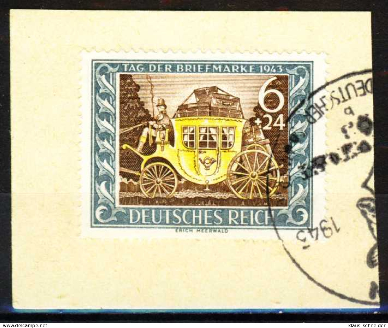 3. REICH 1943 Nr 828 Gestempelt Briefstück Zentrisch X21AAF6 - Usati