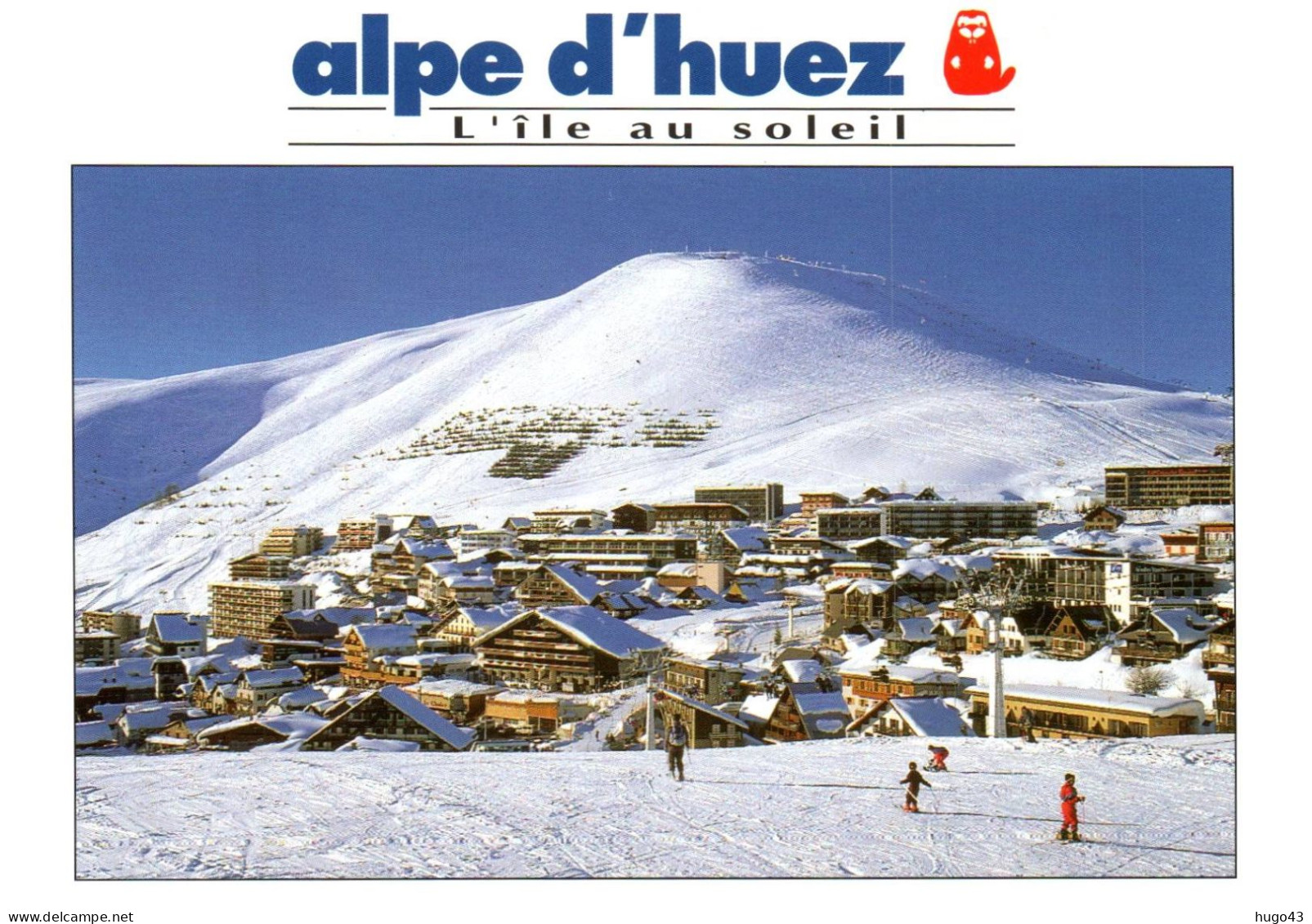 (RECTO / VERSO) L'ALPE D'HUEZ - LA STATION - CPSM GF VOYAGEE - L'ILE AU SOLEIL- CPM GF - Altri & Non Classificati