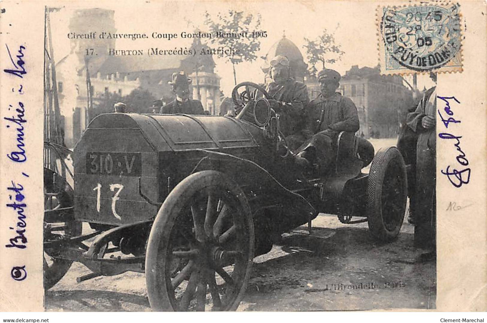 Circuit D'Auvergne - Coupe Gordon Bennett 1905 - Burton ( Mercédès ) Autriche - Très Bon état - Other & Unclassified