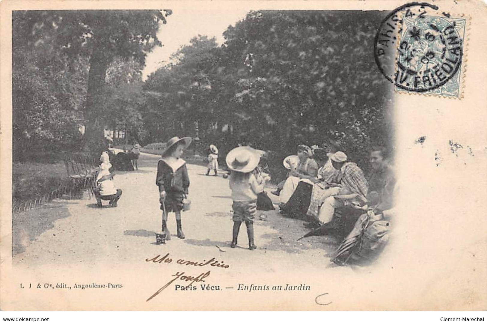 PARIS Vécu - Enfants Au Jardin - état - Autres & Non Classés