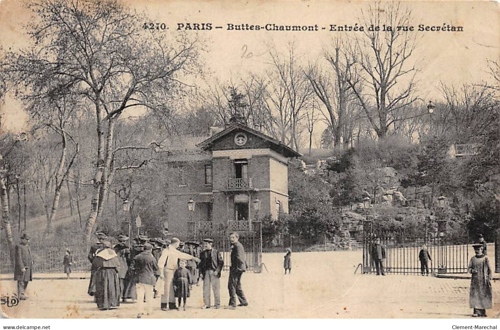 PARIS - Buttes Chaumont - Entrée De La Rue Secrétan - Très Bon état - Parcs, Jardins