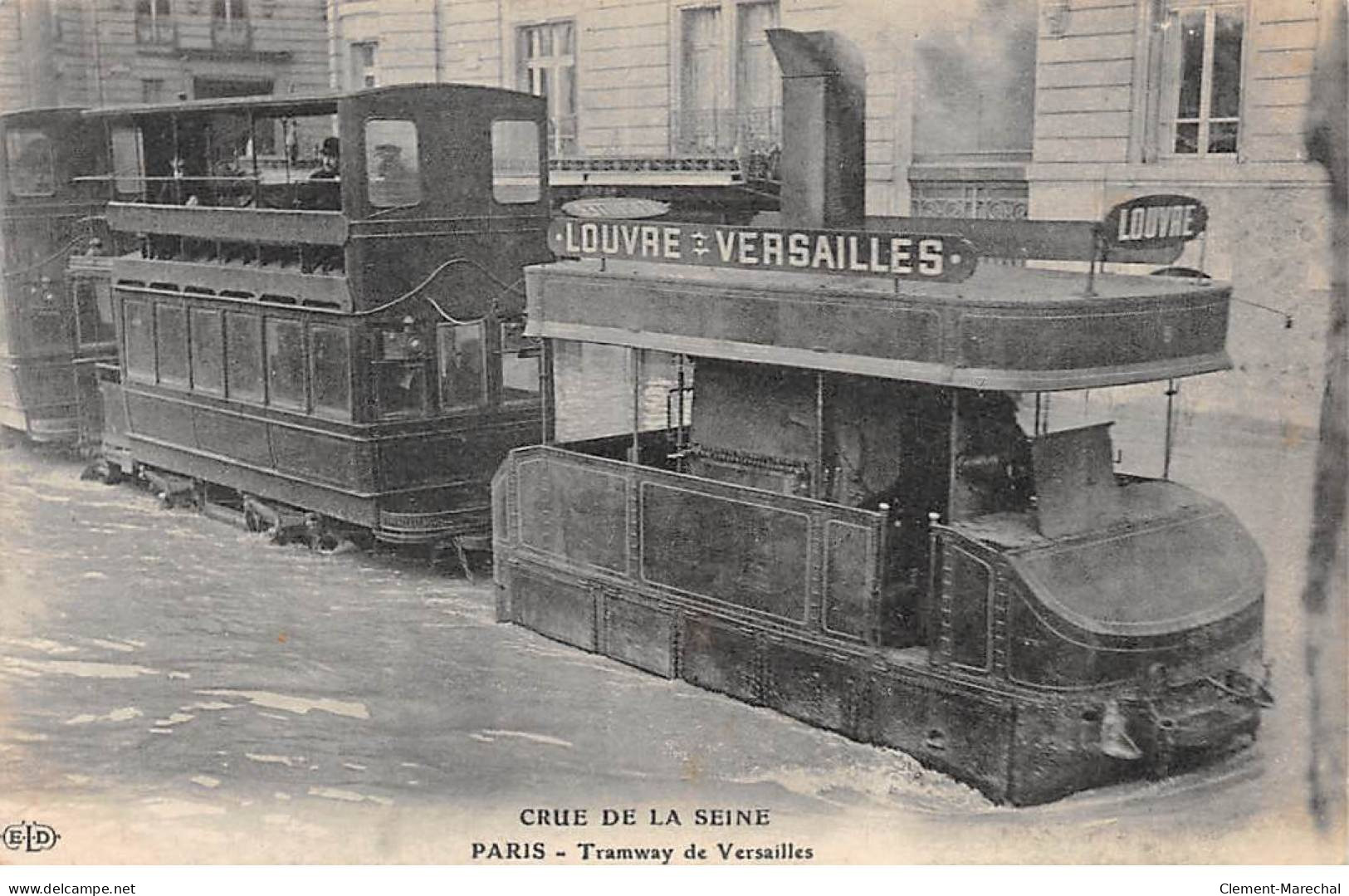 PARIS - Crue De La Seine - Tramway De Versailles - Très Bon état - Überschwemmung 1910