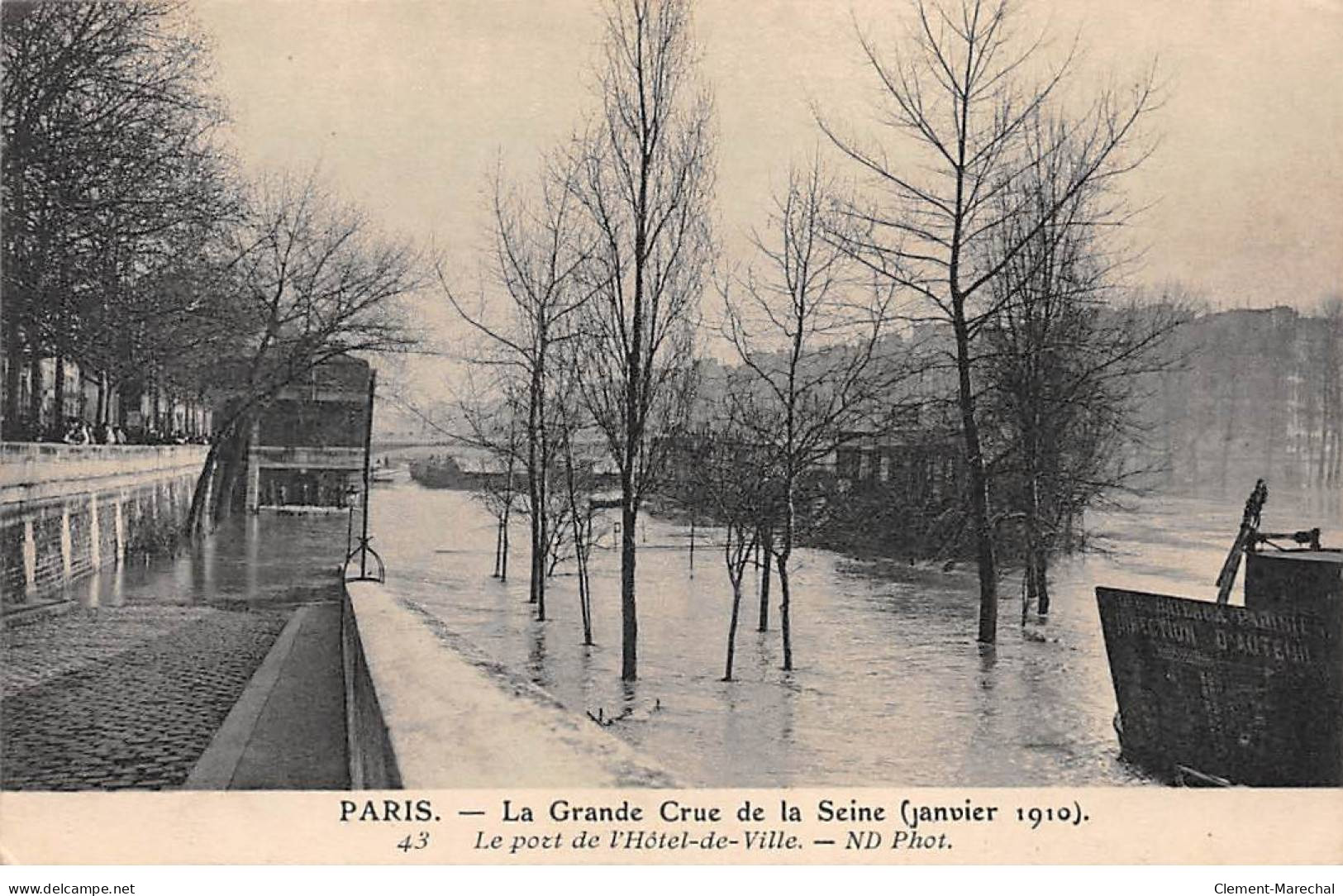 PARIS - La Grande Crue De La Seine 1910 - Le Port De L'Hôtel De Ville - Très Bon état - Paris Flood, 1910