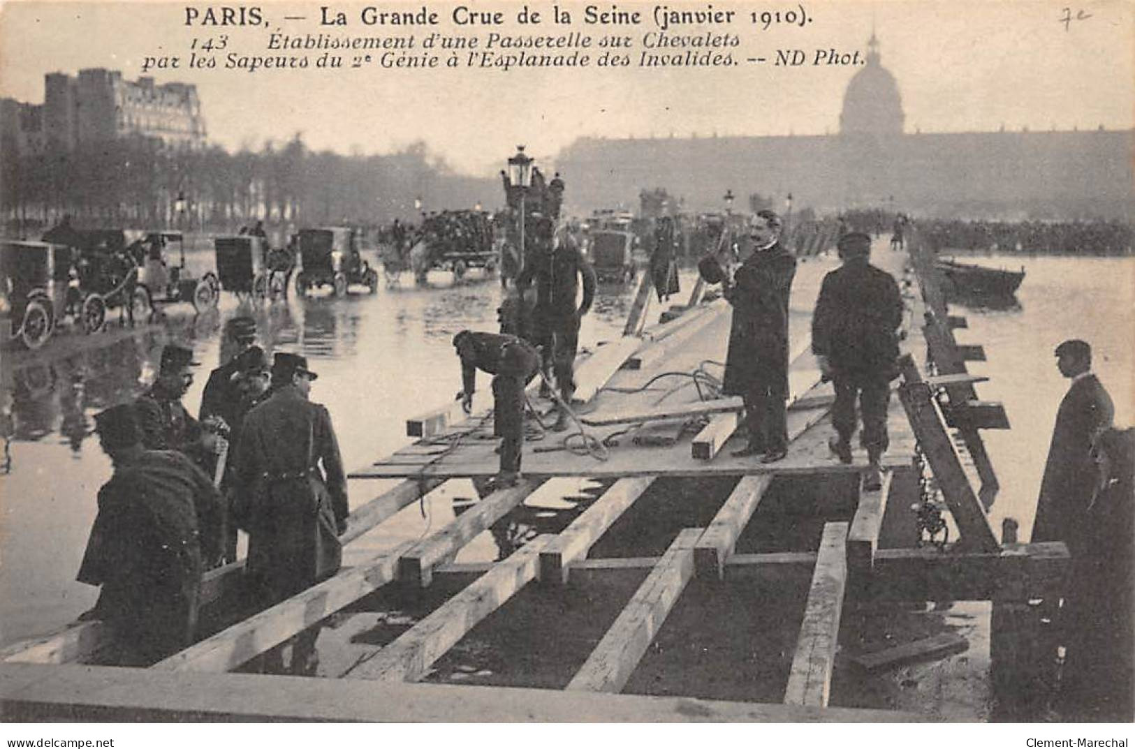PARIS - La Grande Crue De La Seine 1910 - Passerelle Par Les Sapeurs Du 2e Génie - Esplanade Invalides - Très Bon état - La Crecida Del Sena De 1910