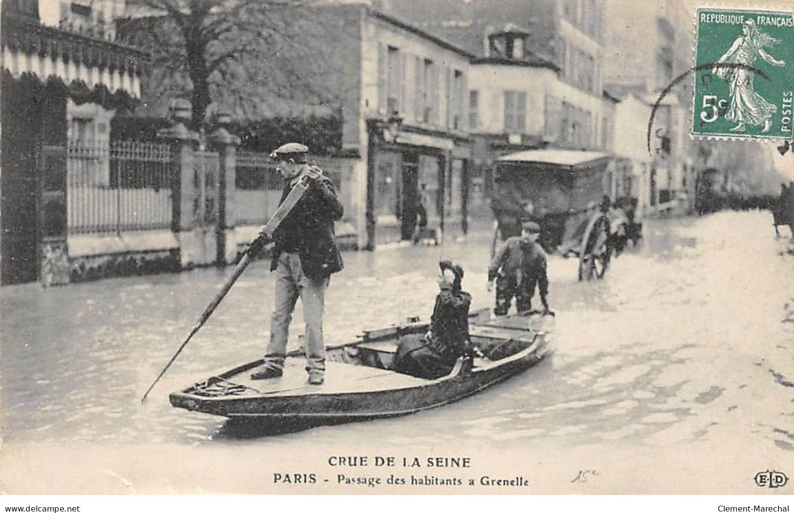 PARIS - Crue De La Seine - Passage Des Habitants à Grenelle - Très Bon état - Inondations De 1910