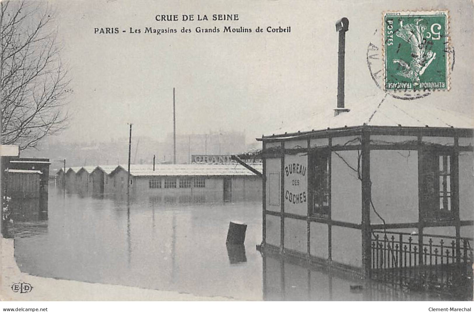 PARIS - Crue De La Seine - Les Magasins Des Grands Moulins De Corbeil - Très Bon état - Überschwemmung 1910