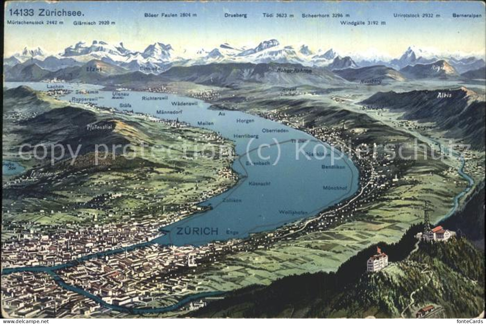 11426717 Zuerichsee Panoramakarte Zuerich - Andere & Zonder Classificatie