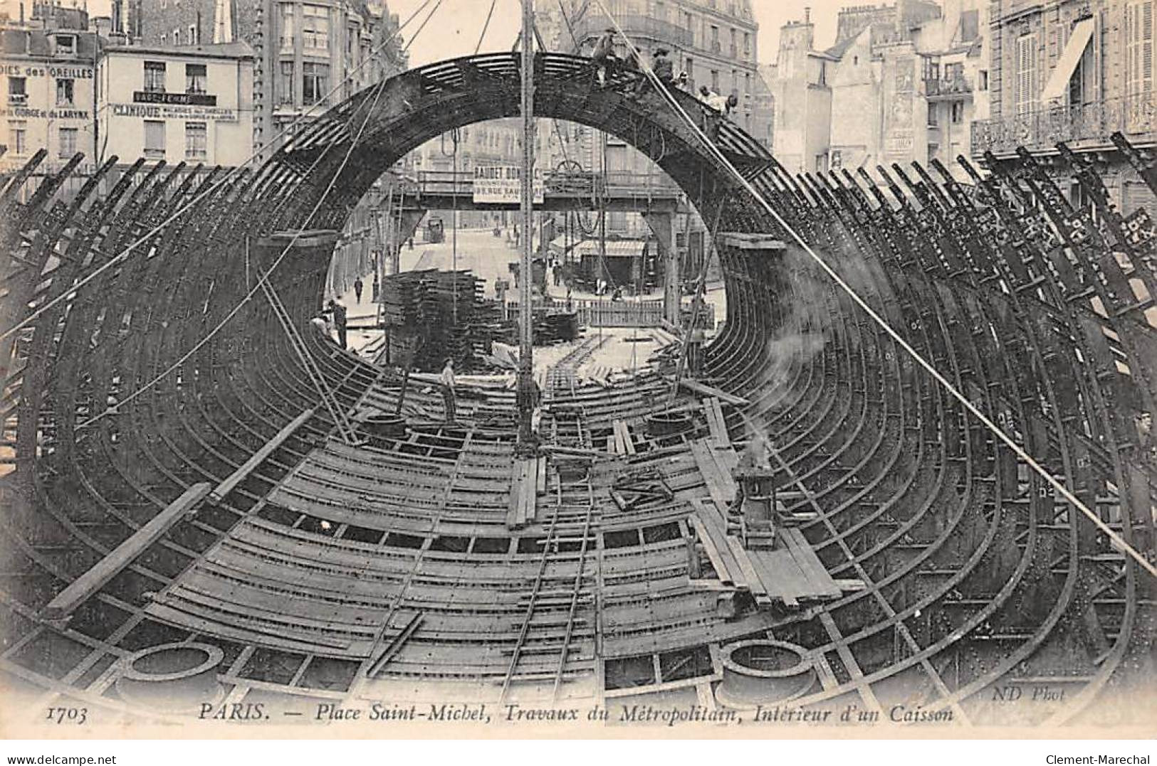 PARIS - Place Saint Michel - Travaux Du Métropolitain - Intérieur D'un Caisson - Très Bon état - Metro, Estaciones