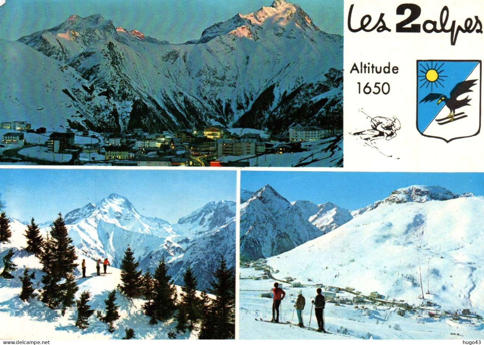 (RECTO / VERSO) LES 2 ALPES EN 1971 - VUES GENERALES - LA MUZELLE - CPSM GF - Otros & Sin Clasificación