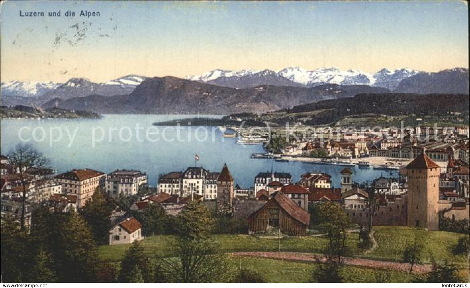11426712 Luzern LU Ortsansicht Mit Alpenpanorama Luzern - Autres & Non Classés