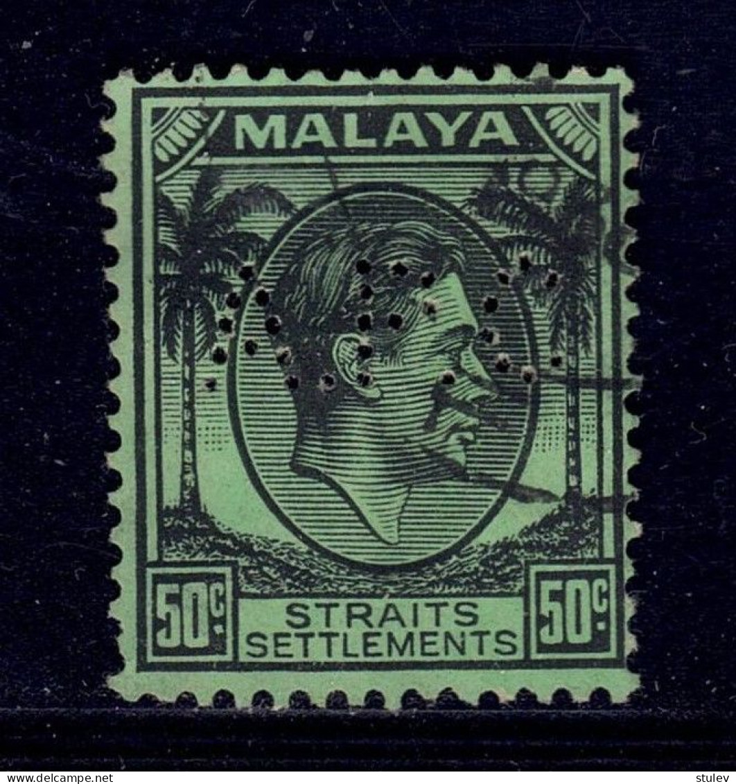 Malaya/straits Settlements - 1937 - 1941 -- 50 Cent KGVI Used - Perfin A. P. C - Straits Settlements