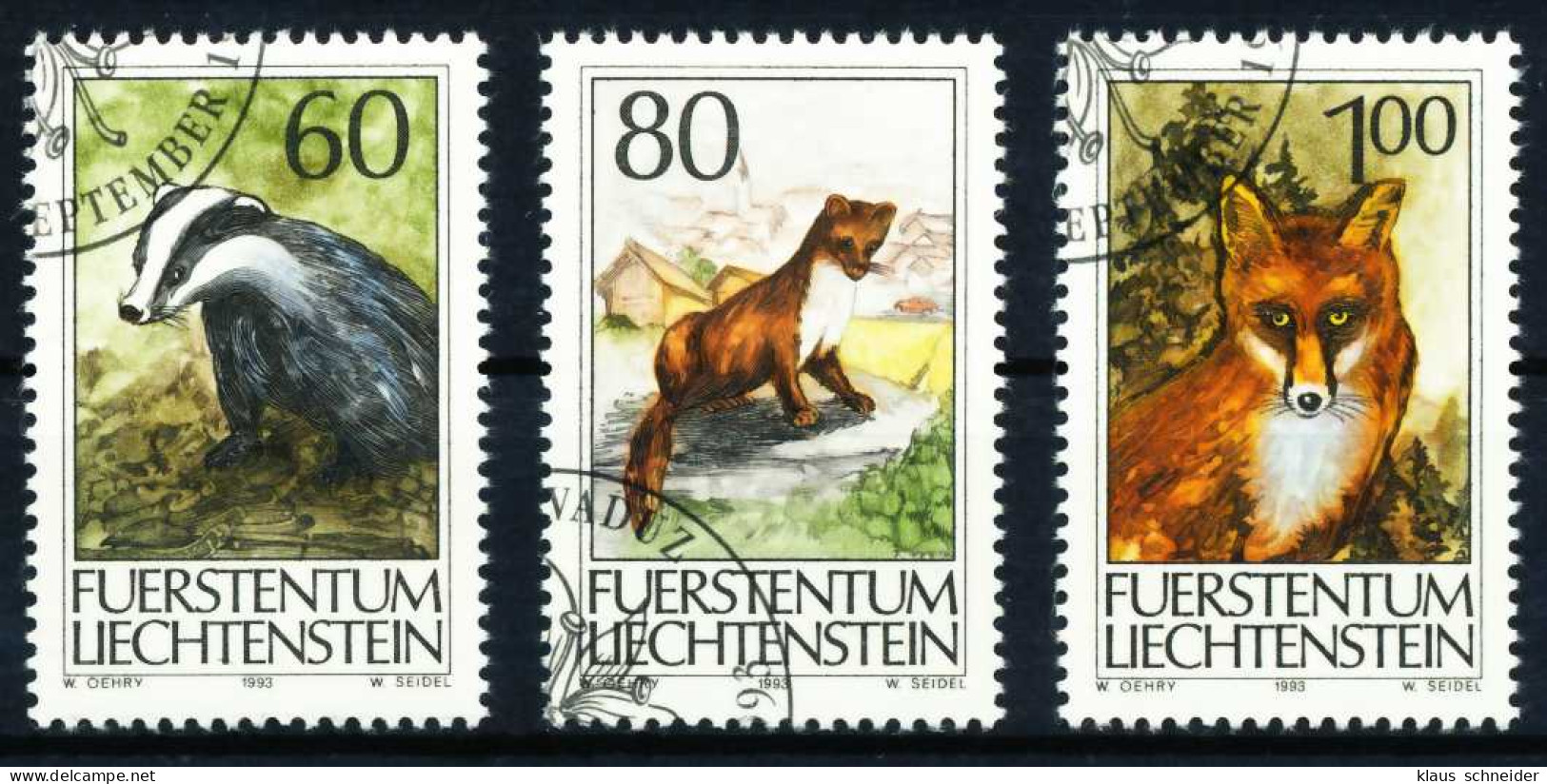 LIECHTENSTEIN 1993 Nr 1066-1068 Gestempelt SA190D2 - Gebruikt