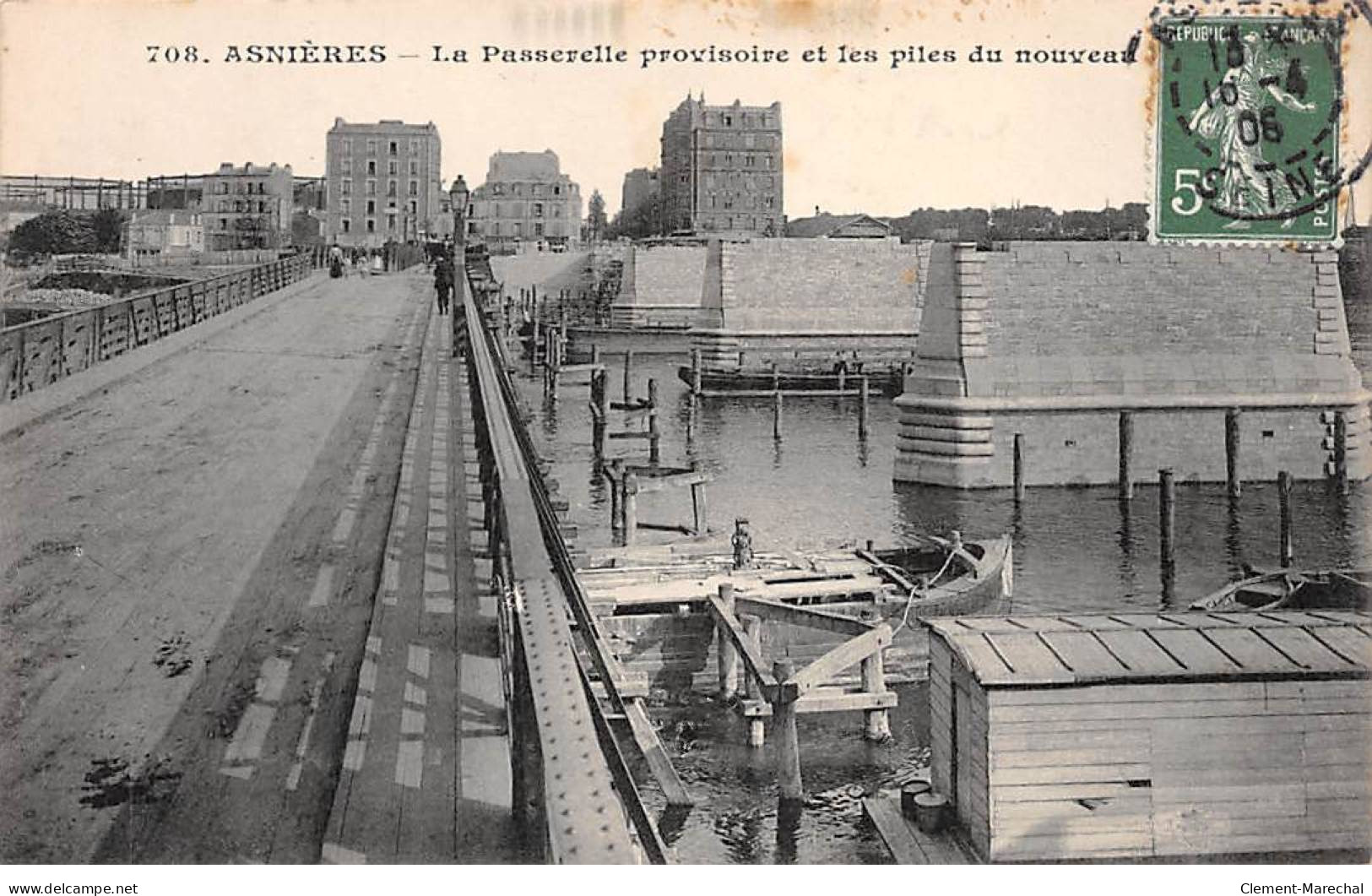 ASNIERES - La Passerelle Provisoire Et Les Piles Du Nouveau Pont - Très Bon état - Asnieres Sur Seine
