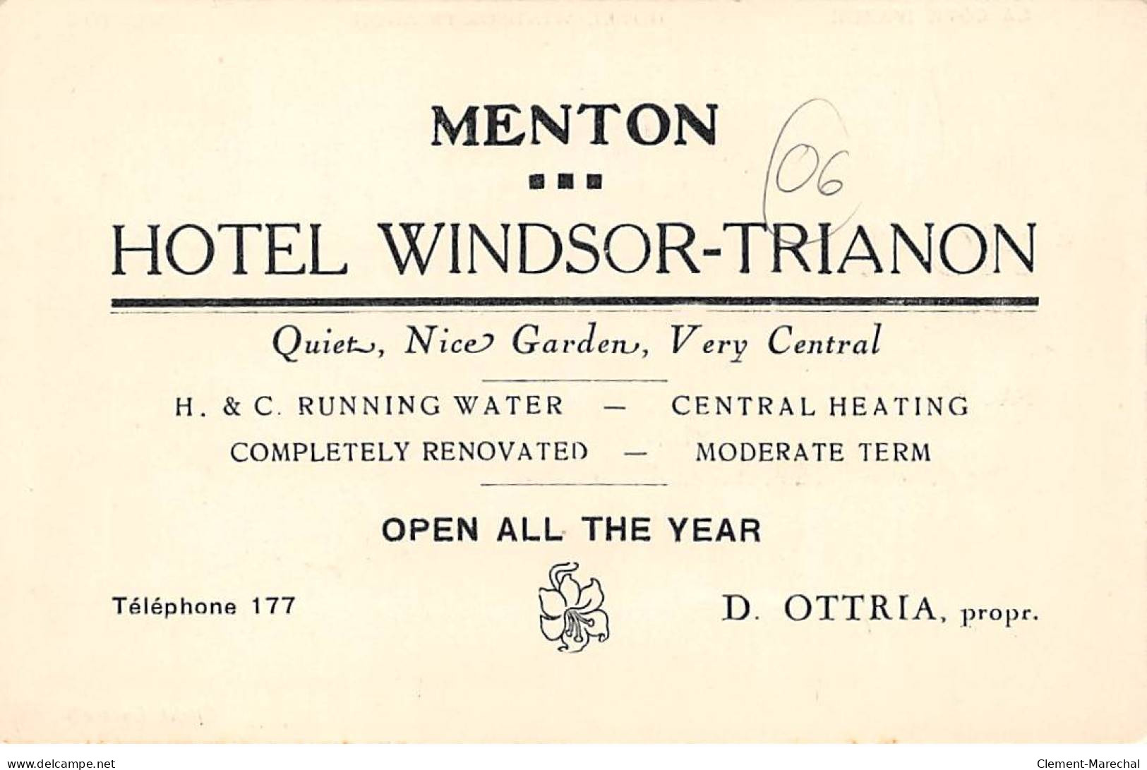 MENTON - Hotel Windsor Trianon - Très Bon état - Menton