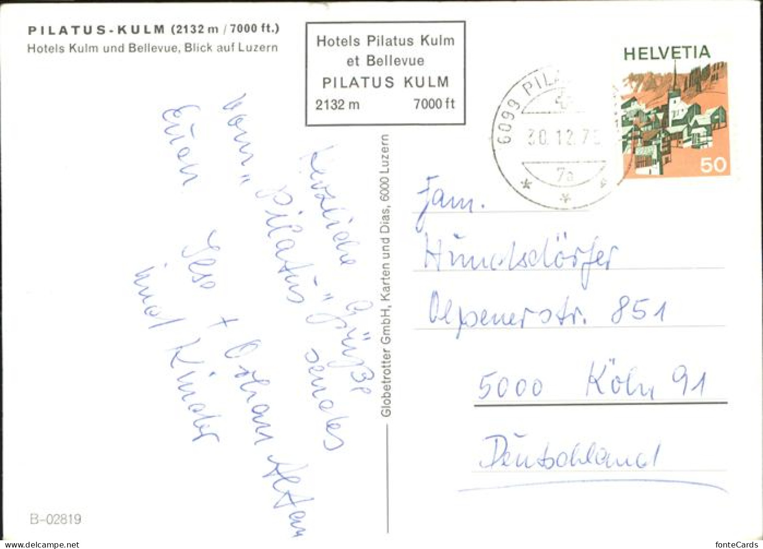 11419954 Pilatus Kulm Hotel Kulm U.Bellevue Mit Blick Auf Luzern Pilatus  - Autres & Non Classés