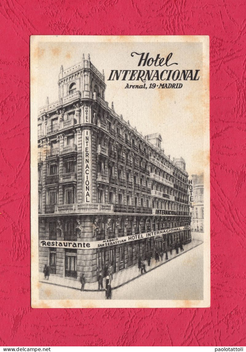 Madrid. Hotel Internacional- Small Size, Divided Back, Ed. Lienas. Cancelled And Mailed To Bari On 20.6.1952. - Madrid