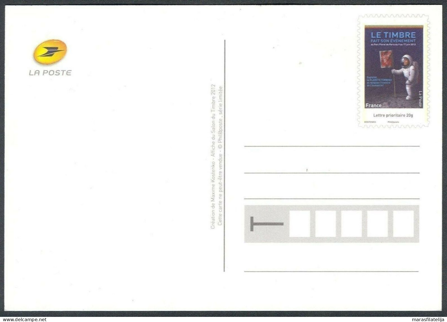 France 2012, Astronaut, Stationery Card - Sonstige & Ohne Zuordnung