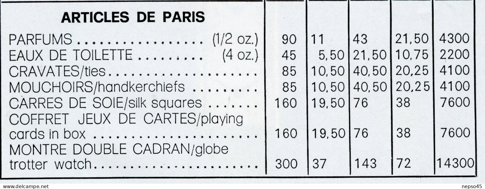Air France.Tarif Des Prix à Bord.Articles De Paris.Tabacs.Boissons.Montre Richerds-Zeger Double Cadrans Fuseaux Horaires - Advertisements