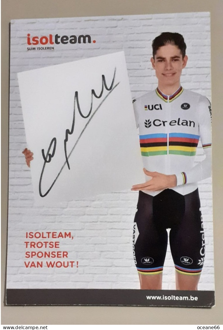 Autographe Wout Van Aert Champion Du Monde Crelan - Ciclismo