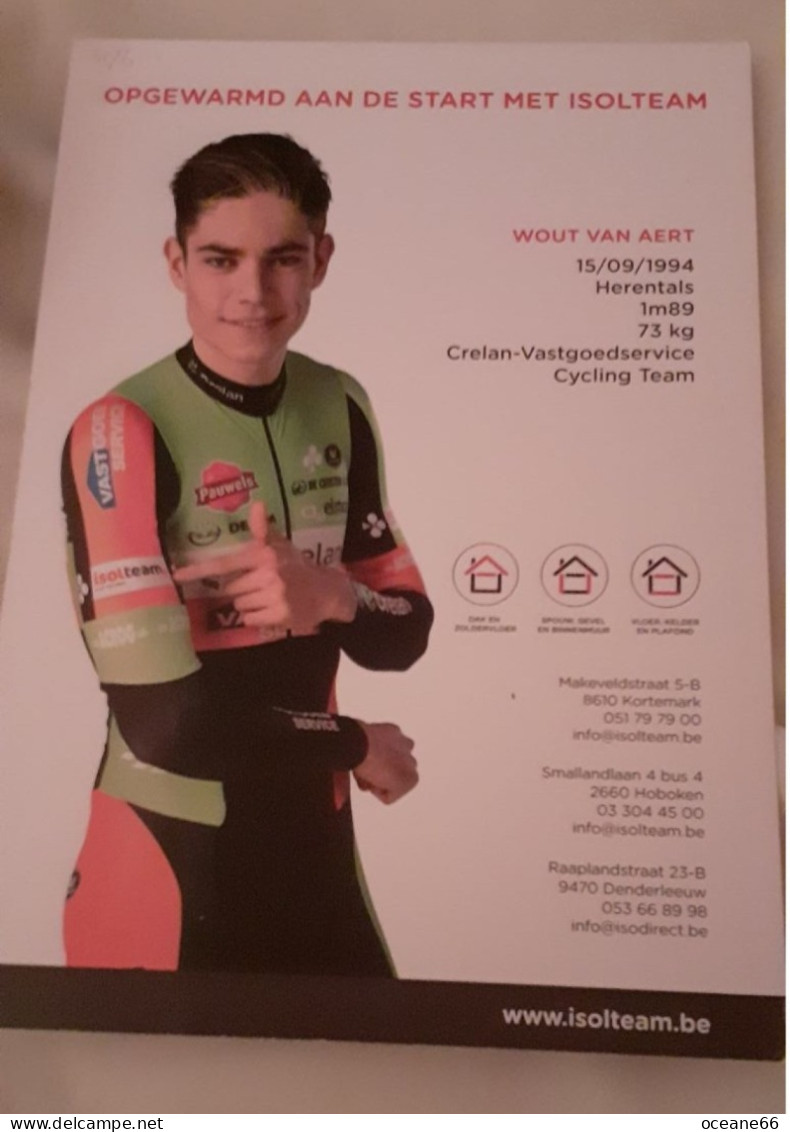 Autographe Wout Van Aert Champion Du Monde Crelan - Ciclismo