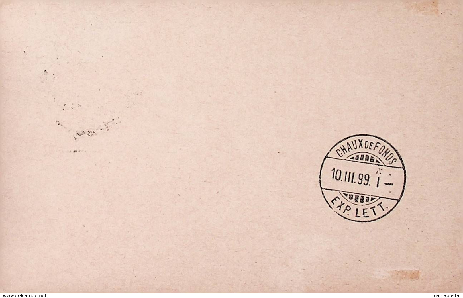 1899 Portugal Bilhete Postal Inteiro D. Carlos 30 R. + 30 R. Castanho Enviado De Lisboa Para La Chaud De Fonds - Enteros Postales