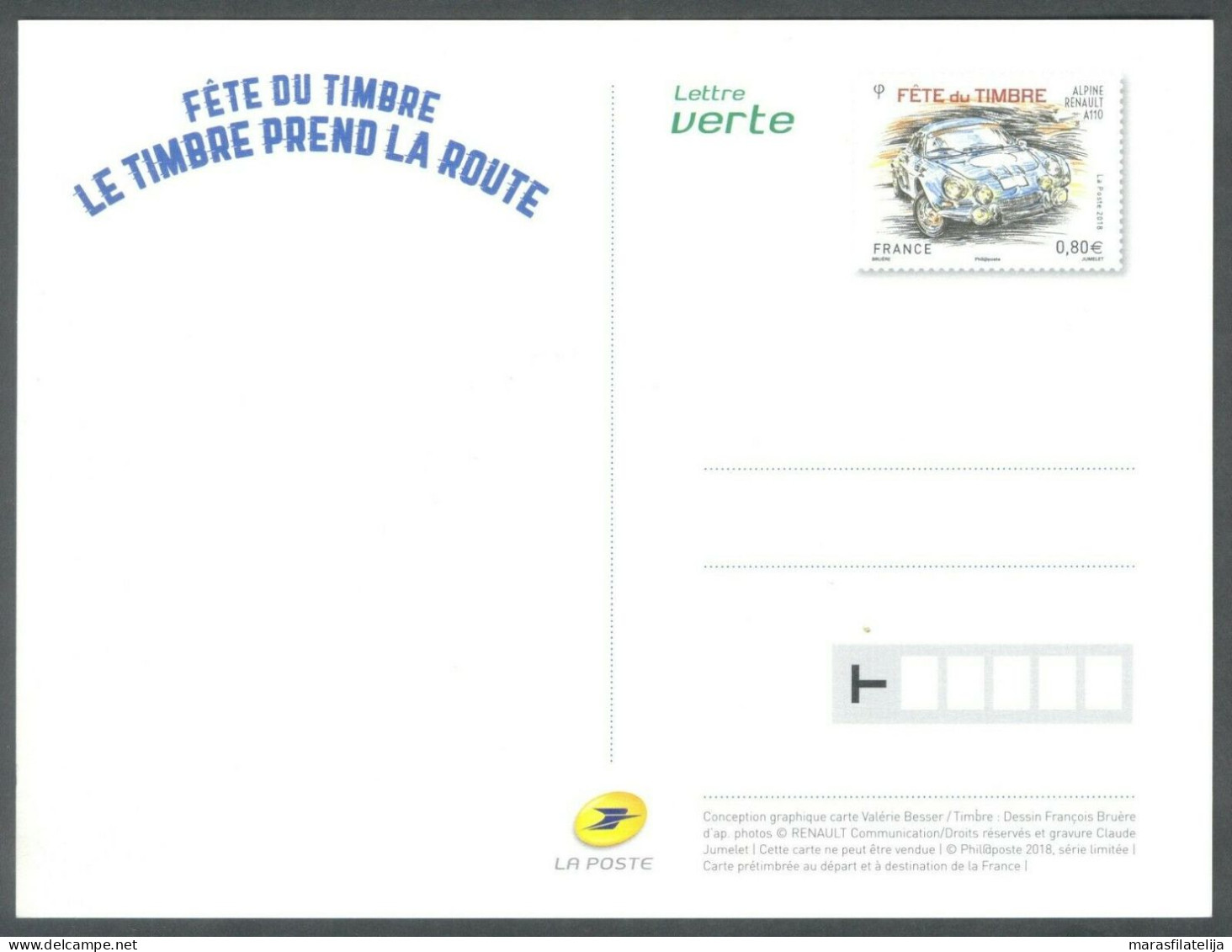 France 2018, Auto, Renault Alpine A110, Stationery Card - Sonstige & Ohne Zuordnung