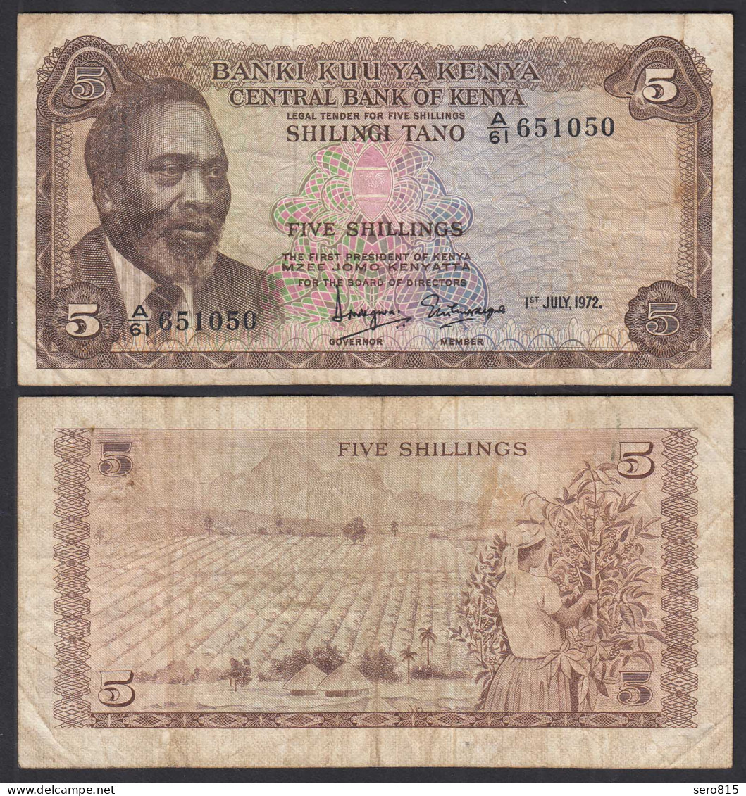 KENIA - KENYA 5 Shillings Banknote 1972 Pick 6c F (4)  (32040 - Altri – Africa