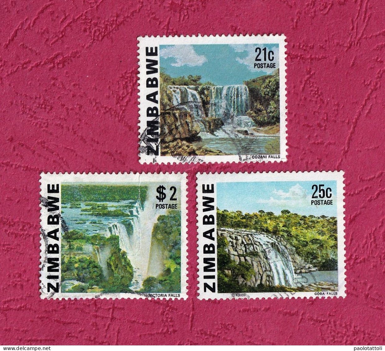 Zimbawe, 1980- Victoria, Goba And Odzani Falls. Lot Of Three Stamps. UsedNH - Zimbabwe (1980-...)