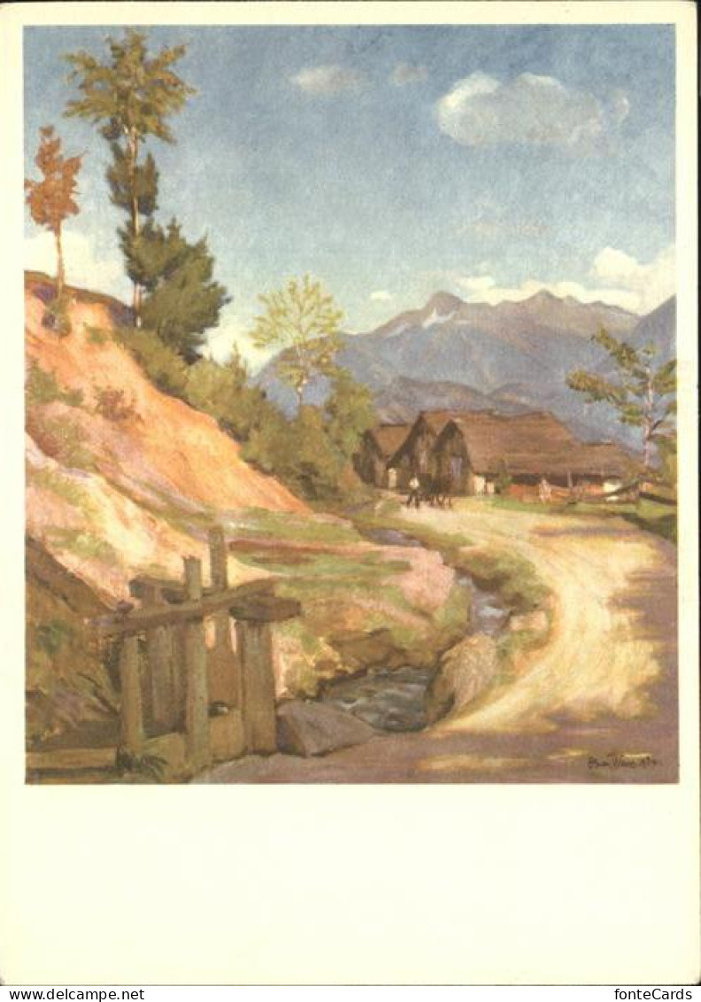 11385994 Arbaz Landschaft Wallis Pro Infirmis Kuenstlerkarte O. Weiss Arbaz - Autres & Non Classés