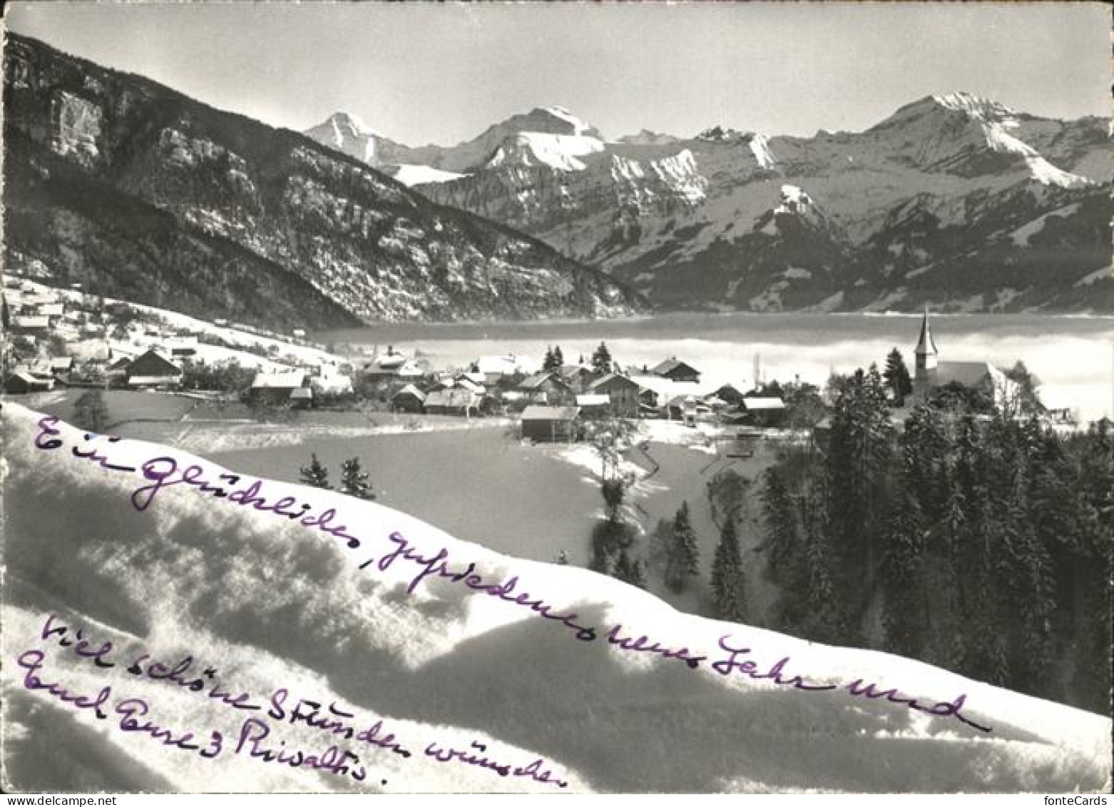 11385988 Sigriswil Panorama Mit Moench Und Jungfrau Berner Alpen Sigriswil - Sonstige & Ohne Zuordnung