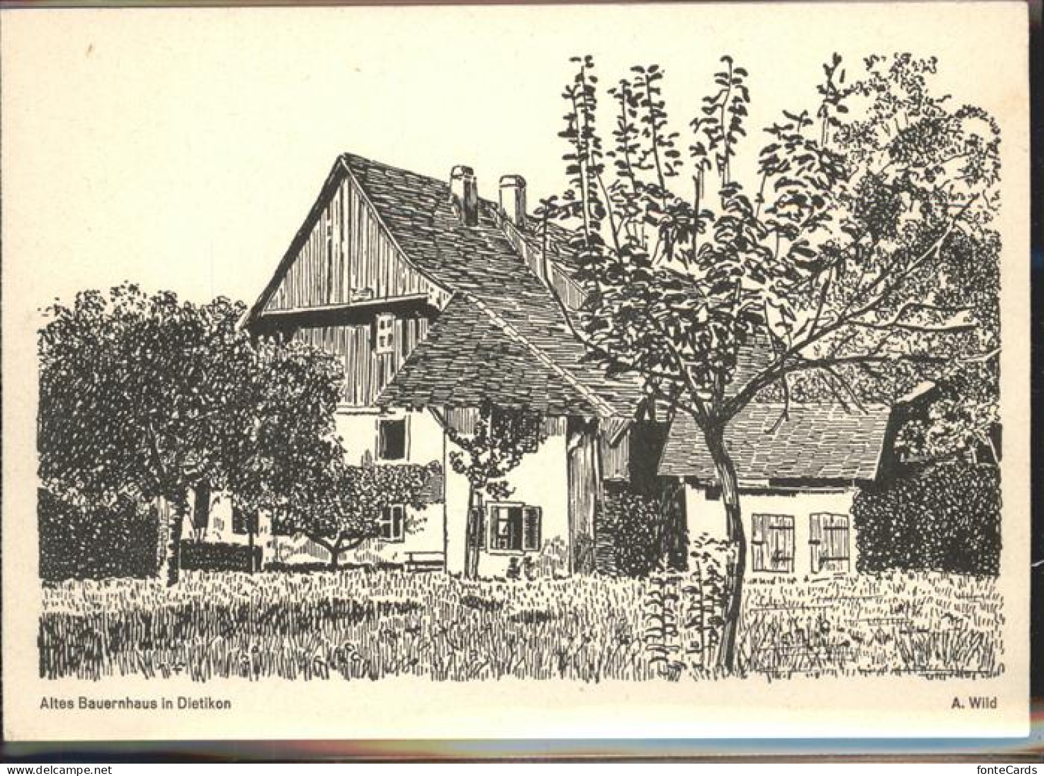 11385973 Dietikon Altes Bauernhaus Kuenstlerkarte A. Wild Aufklappkarte Dietikon - Other & Unclassified