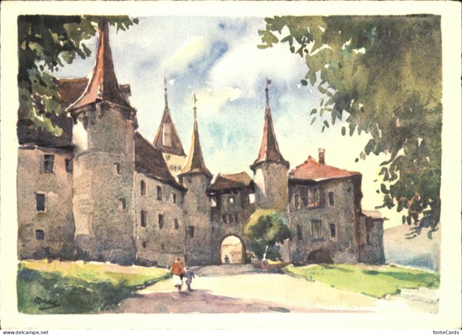 11385942 Colombier NE Chateau Kuenstlerkarte Colombier NE - Andere & Zonder Classificatie