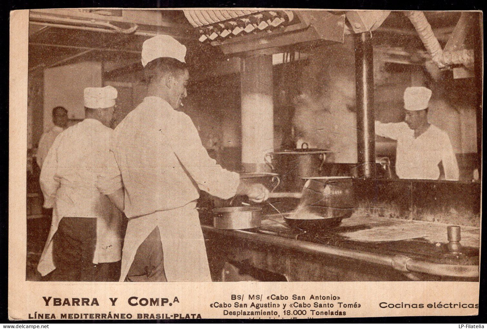 Postcard - Circa 1940 - Advertising - Cruise Ship - Ybarra Y Comp.a 3rd Class Menu - Publicité