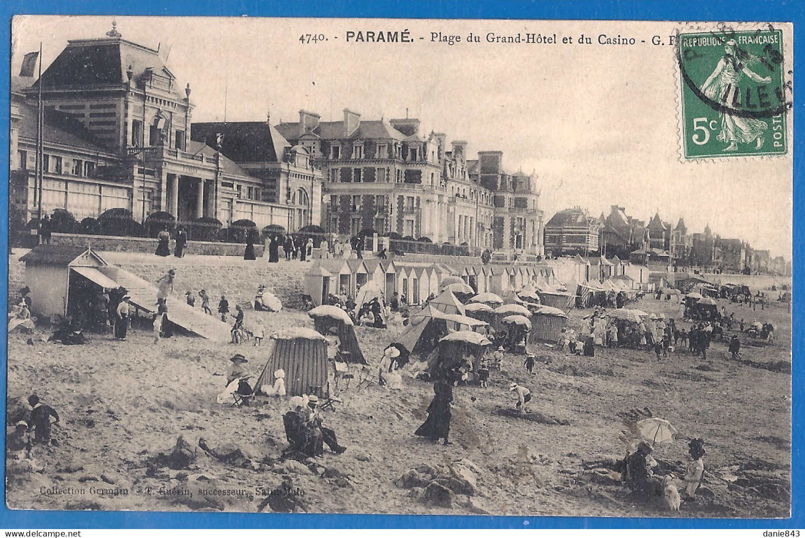 CPA - ILLE ET VILAINE - PARAMÉ - LA PLAGE DU GRAND L'HOTEL ET DU CASINO - Belle Animation, Tentes De Plage - Parame