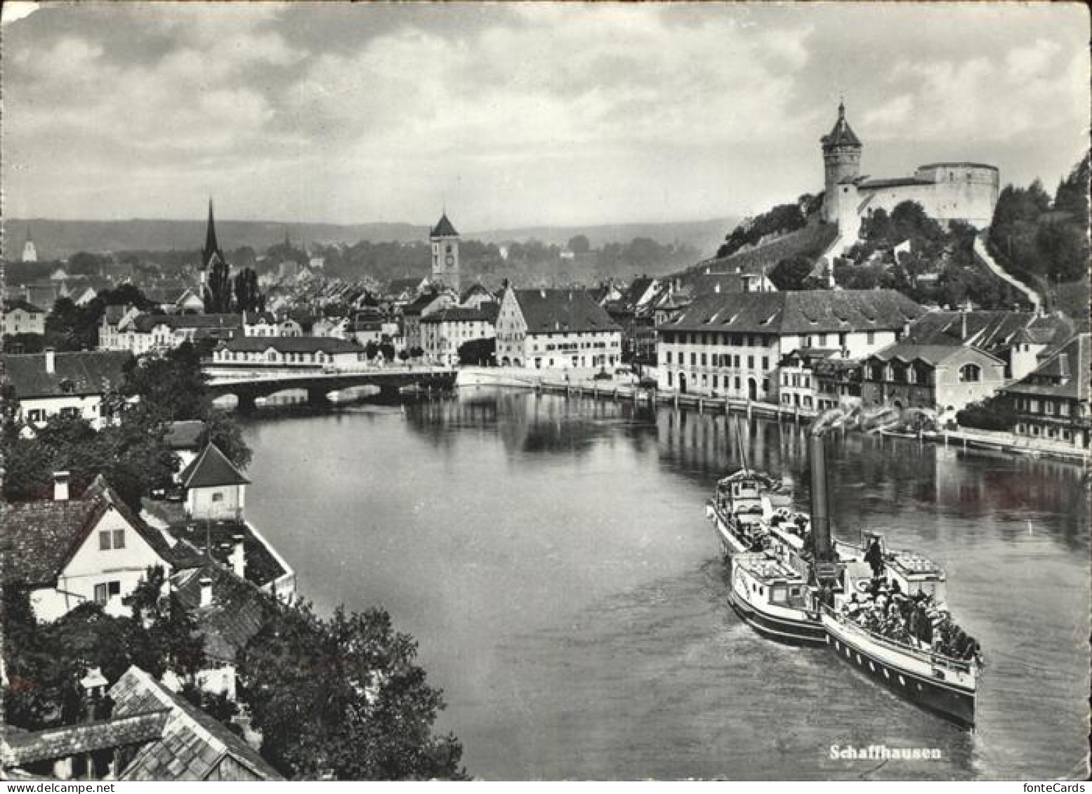 11385699 Schaffhausen SH Rheinbruecke Dampfer Festung Munot Kirche Schaffhausen - Autres & Non Classés