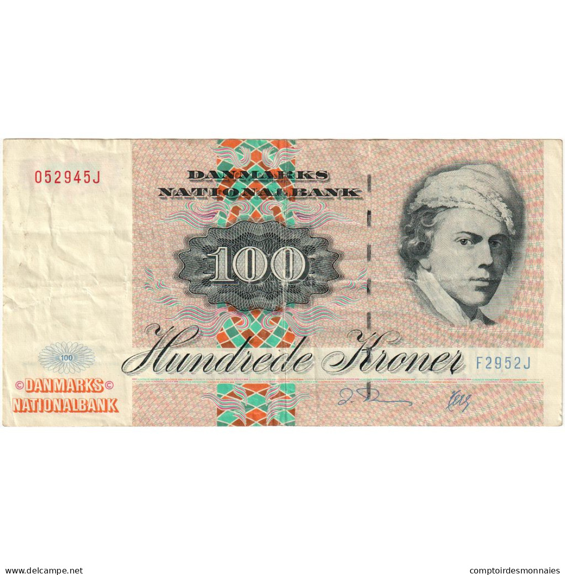 Danemark, 100 Kroner, 1972, KM:54b, TTB - Dinamarca